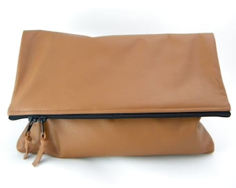 Color Me Foldover Leather Statement Clutch - MORE Colors | Cowhide Leather | Handbag | Handmade