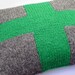 Cushion, Pillow, Hand Knitted, Cross, Emerald, Wool, Tweed, UK Seller, Grey, Green, Oblong