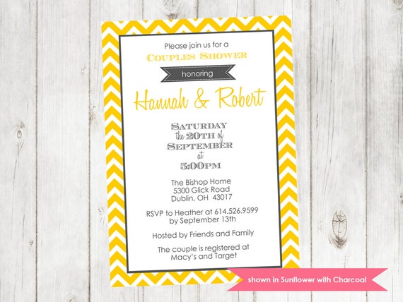 Printable Couples Shower Invite - Chevron Shower Themed Invitation - Colors and Text Customizable Il_570xn