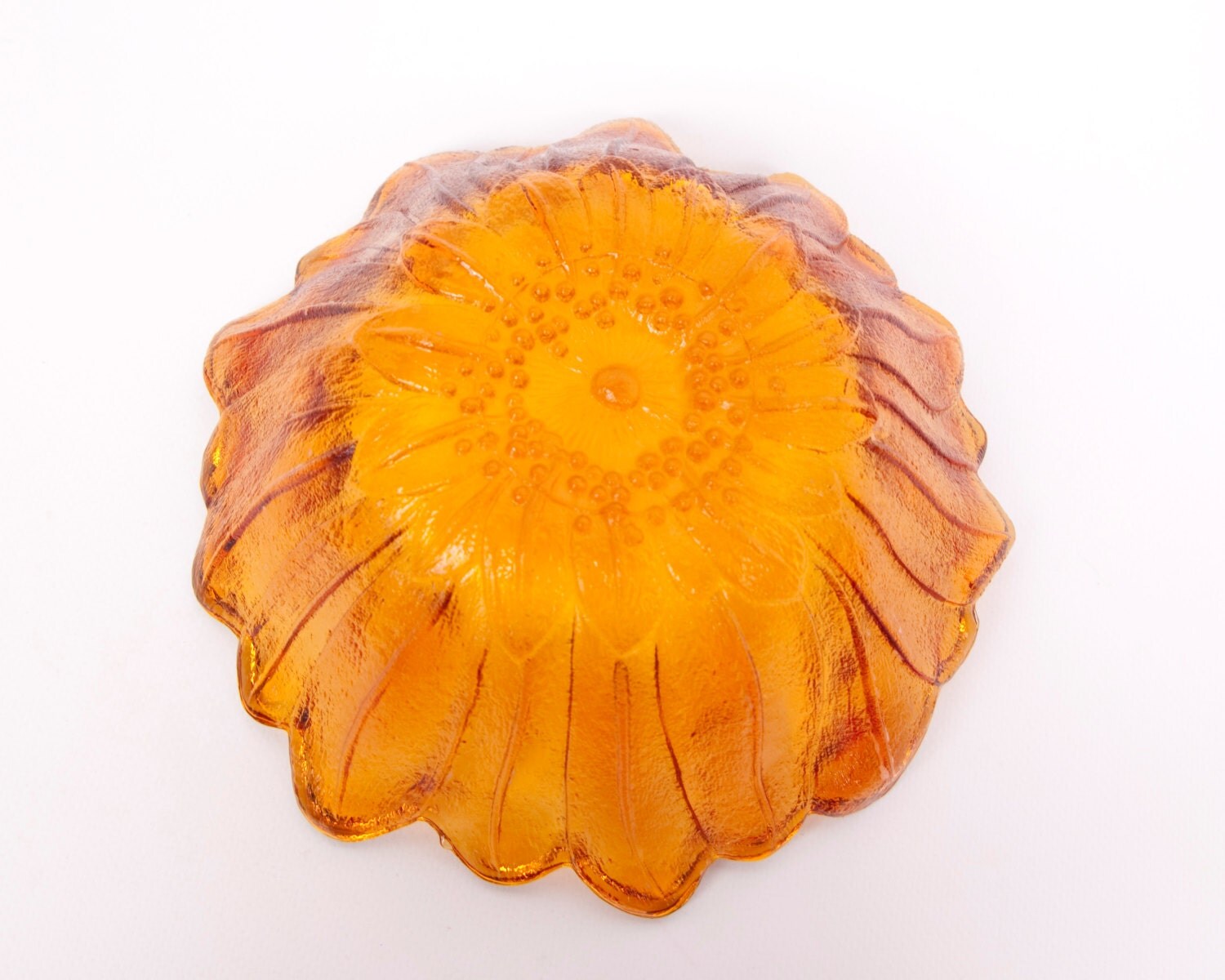 Vintage Amber Glass Sunflower Candy Bowl Indiana Depression