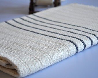 Turkish bath towel Handwoven peshtemal towel cotton , dark grey striped