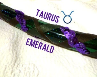Taurus Emerald May Sequin Dance & Exercise Hula Hoop COLLAPSIBLE or Push Button - green horoscope