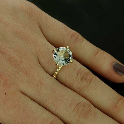 10mm Round Aquamarine Engagement Ring Hand Crafted Eagle Claw