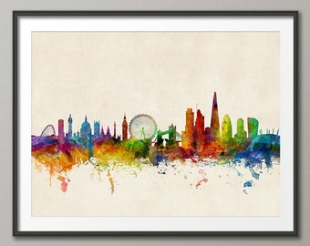 London Skyline, London England Cityscape Art Print (1026)