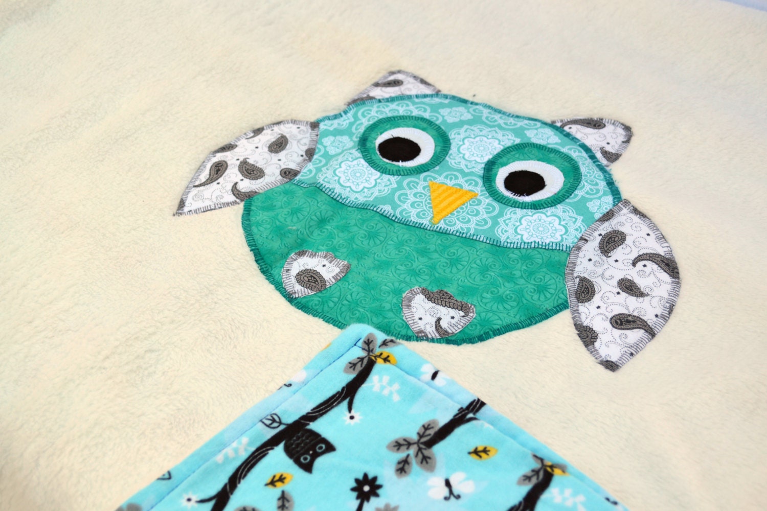 Owl Ultra cuddle fleece baby blanket Quilted toddler blanket
