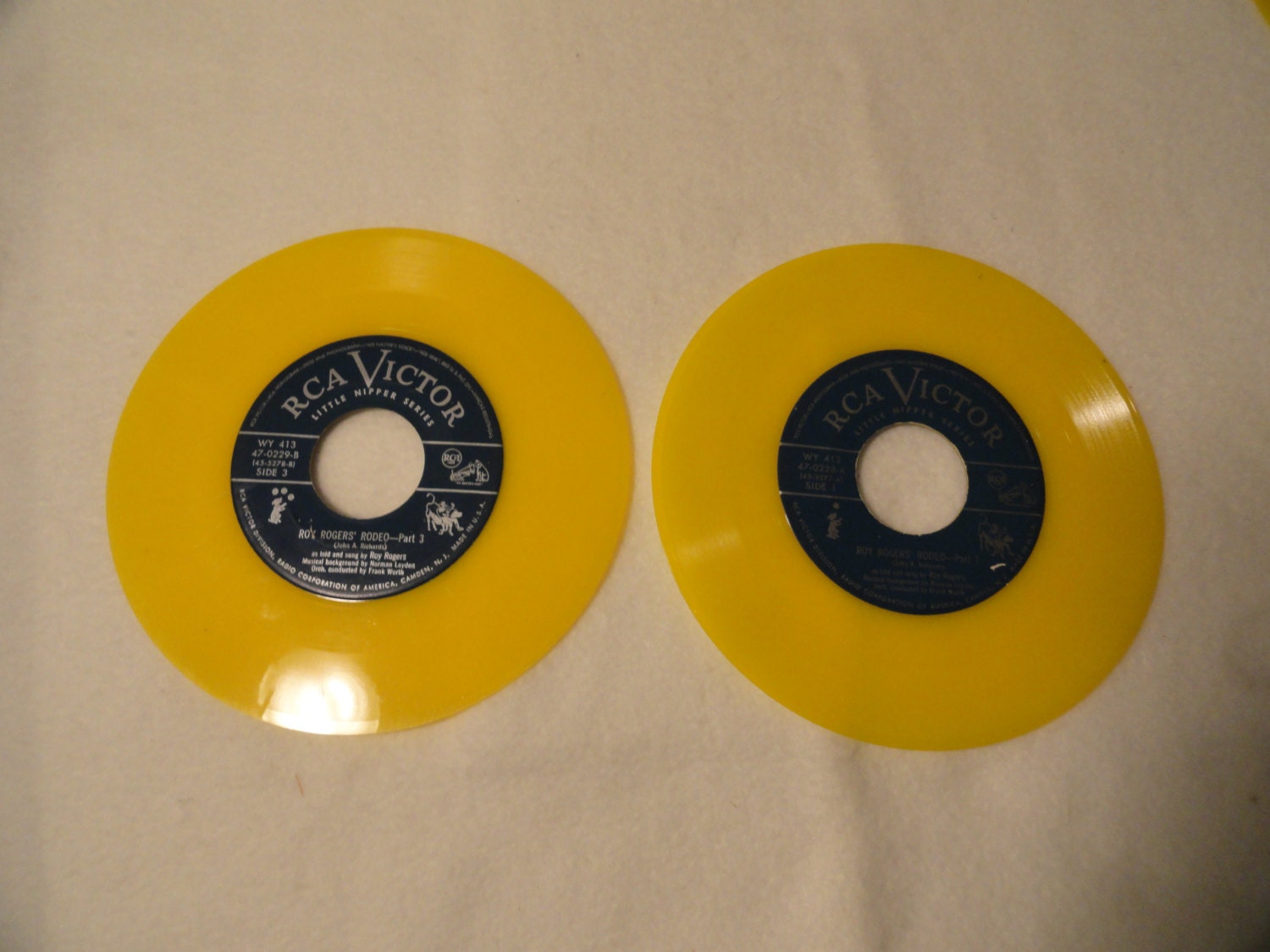 RARE Set of two yellow vinyl records of Roy by VintageAdorables