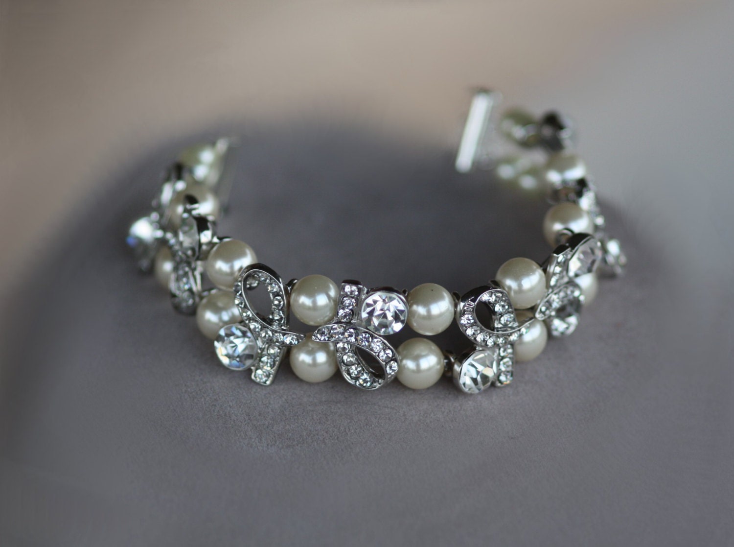 Bridal Pearl Bracelet Swarovski Wedding Jewelry By Simplychic93