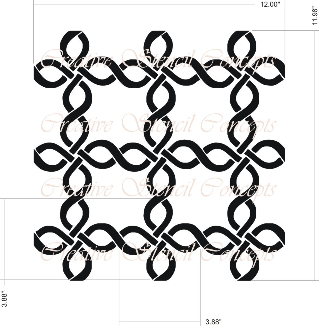 Twisted Rope Geometric Decorative Stencil MULTIPLE SIZES
