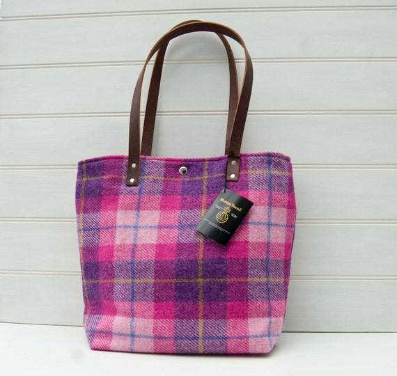 pink harris tweed bag