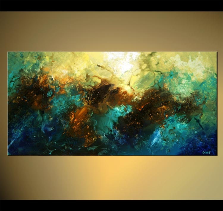 Turquoise Teal Blue Abstract Painting Original Contemporary