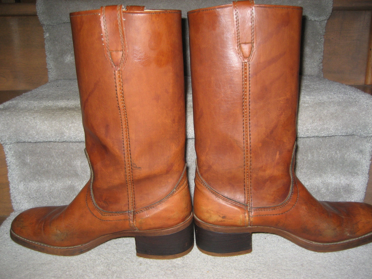 LEATHER Riding Boots Brown Calf Height Men's 8.5 D by MercyMaud