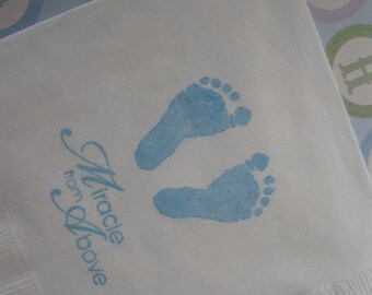 50 Baby Feet PAPER NAPKINS Baptism Decorations Baby Girl Shower Party Decorations Baby Boy Baptism Dedication Baby boy shower decorations