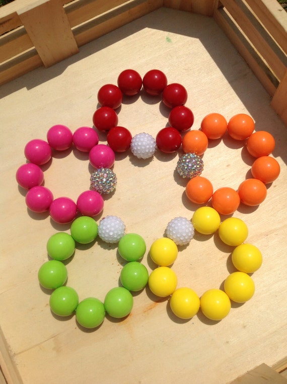 Items similar to Bubble Gum Bracelets Solid Color with a Twinkle of
