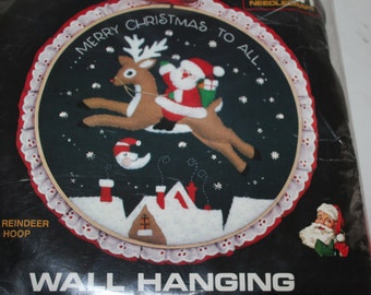 Titan Needle Craft Wall Hanging Merry Christmas To All Santa Reindeer 10" Hoop Free Shipping