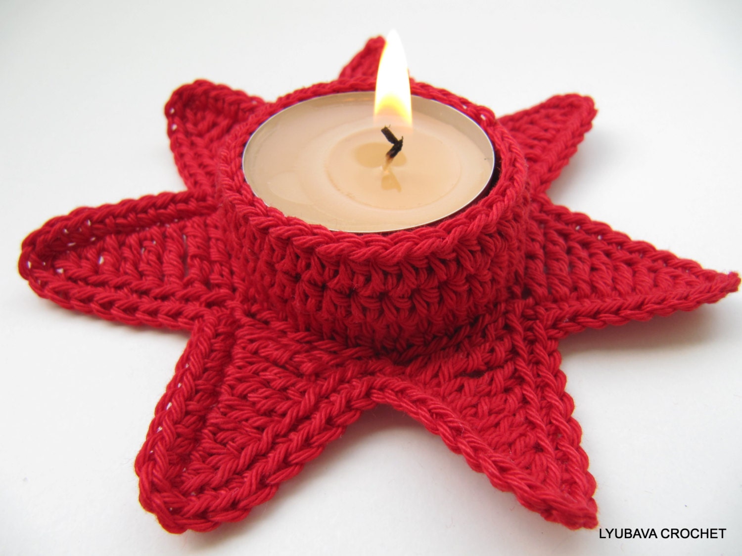 CROCHET PATTERN Tea Light Holder Christmas by LyubavaCrochet