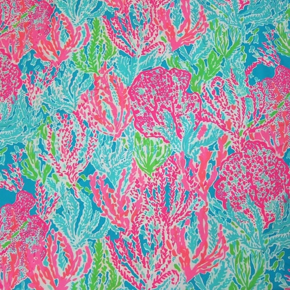 Lilly Pulitzer fabric Turquoise Lets Cha Cha by FabricLillyStyle