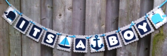 Its A Boy Banner Nautical Theme Banners Baby Shower Banners