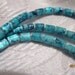 6mm long, Handmade, Cut-Glass Tube Beads in Turquoise-Blue Transparent Glass over a White Centre - Choose from Half, Full or Double Strand