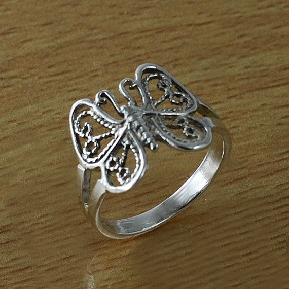 Filigree Butterfly Ring 925 Sterling Silver Ring by handplayart