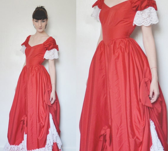 Items Similar To Scarlet Red Southern Belle Formal Dress With Lace On Etsy