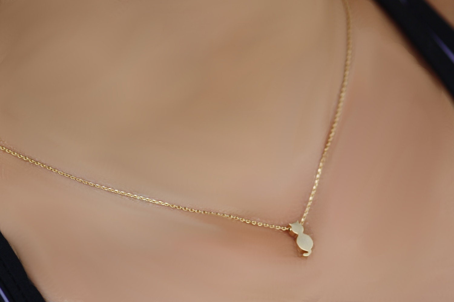 14 K Gold Personalized Cat Necklace Initial by LayeredWithLove