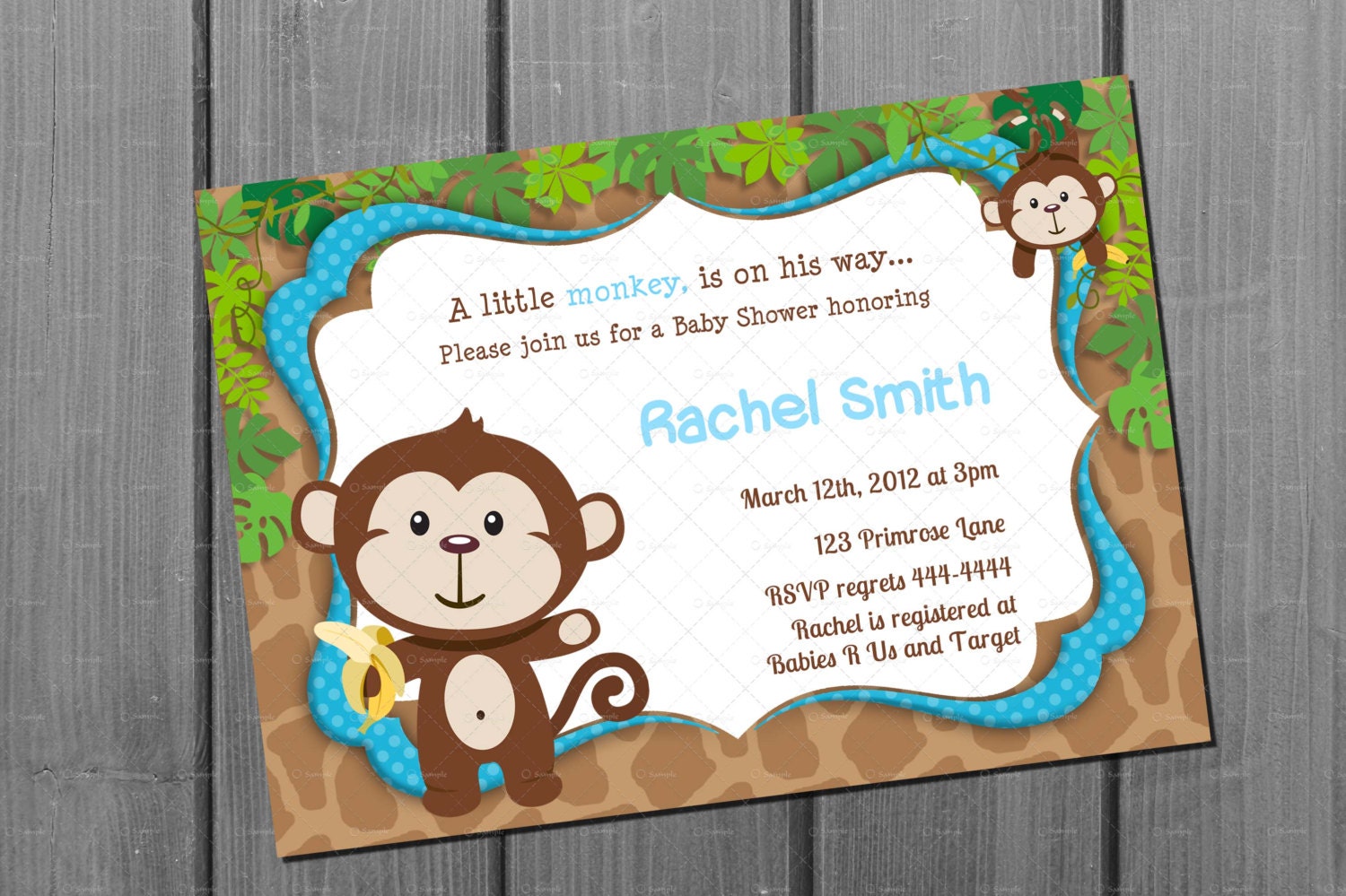 Monkey Baby Shower Invitations 9