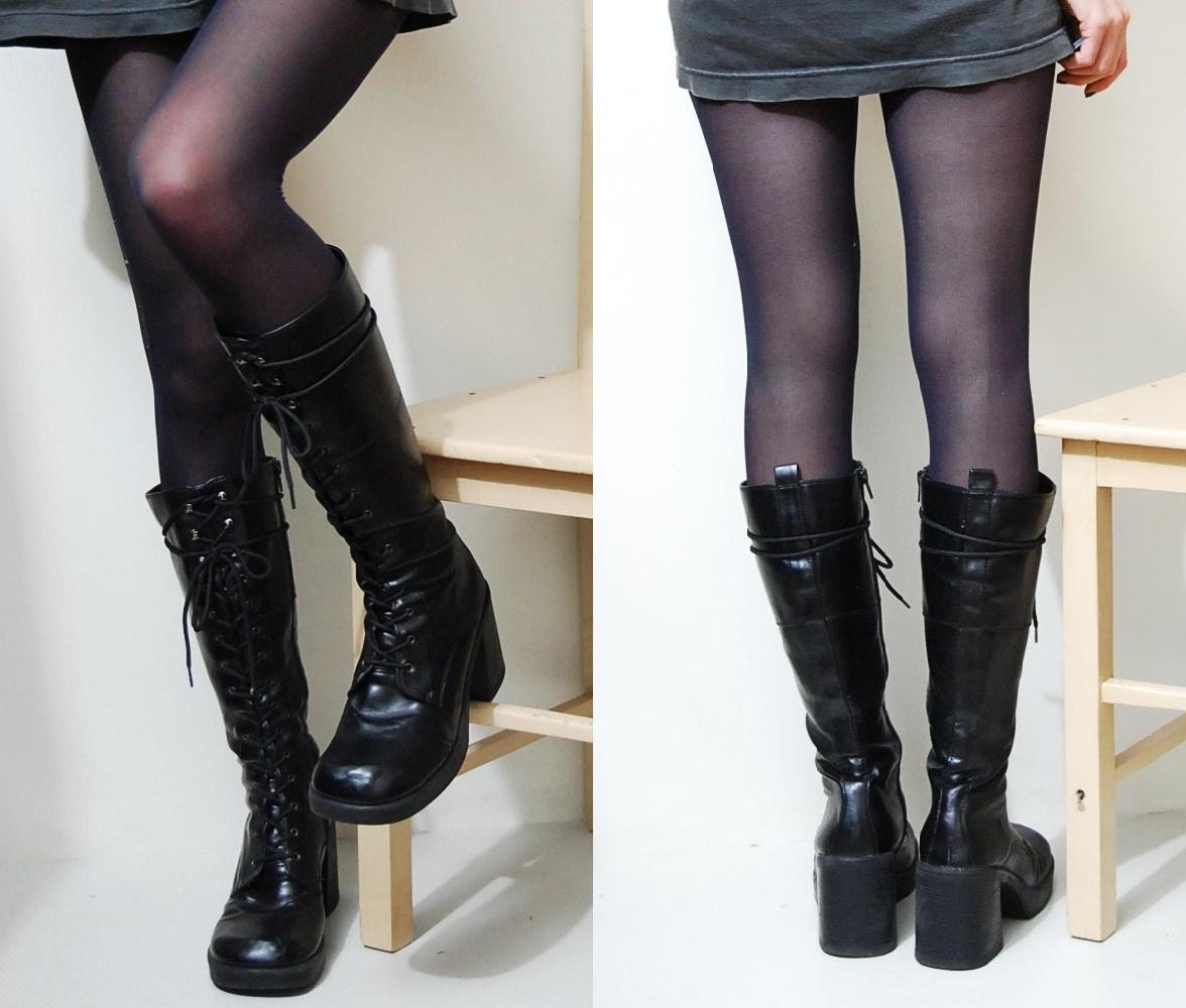 90s knee high platform boots