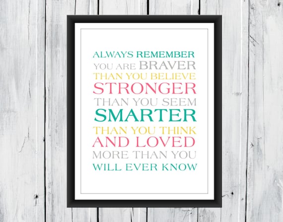 Always remember...You Are Braver Print by TheEducatedOwl on Etsy