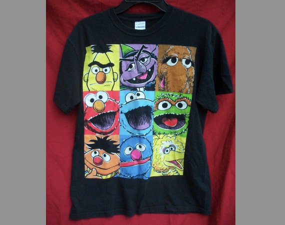 Vintage 8Os T shirt Sesame Street Gang . neon by HillBillyPOP