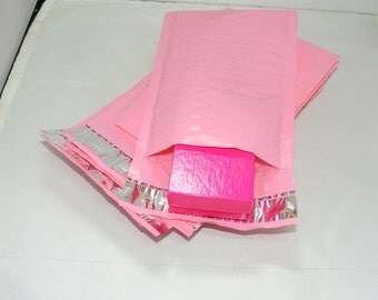 50 Pack 4x8 Wholesale Pastel Pink 4x8 Bubble Mailers, Fluorescent Pink Padded envelopes, Mailing Shipping Envelopes
