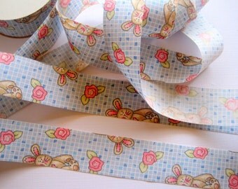 Bunny Rose Cotton Ribbon Trim, Multi Color, 1 3/8" inch wide, 1 yard, For Victorian & Romantic Crafts