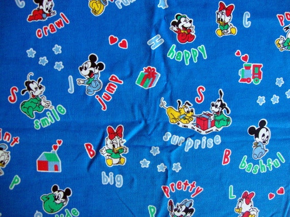 Vintage 80s Disney Babies Fabric Bright Royal by CuteBrightFun