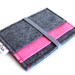 Card Organizer/ Card Wallet/ Felt Wallet/ Small Wallet/ Card Wallet Organizer- Dark Grey and NEON Pink Color felt- Grey Elastic Band
