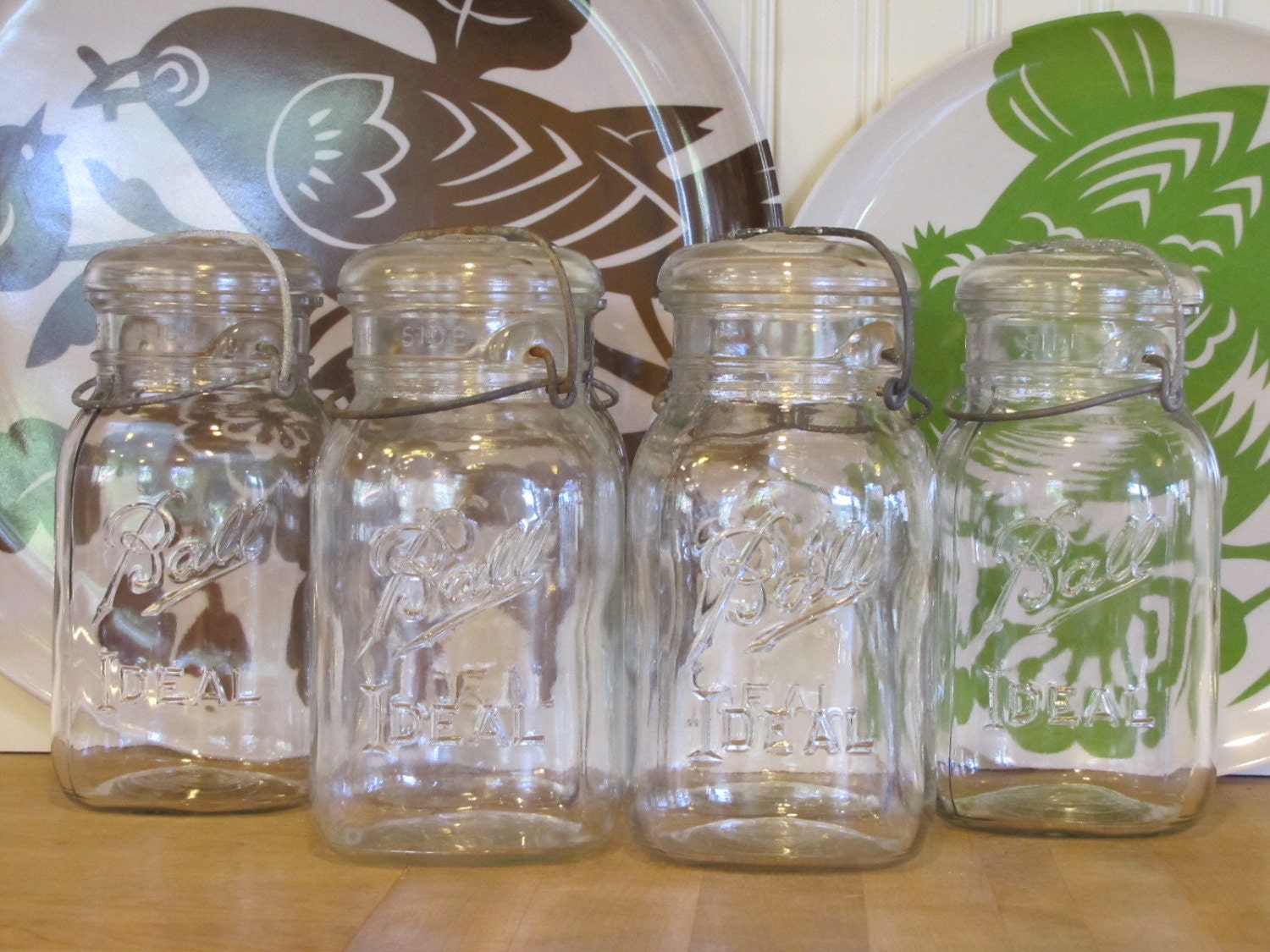 Six 1940s Ball Ideal Quart Canning Jars Quart Canning Jars