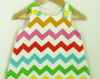 Girl dress - Rainbow Chevron Aline dress - Baby girl - Toddler girl dress - size 0-3m, 3-6m, 6-12m, 12-18m, 18-24m, 2T, 3T, 4T, 5T