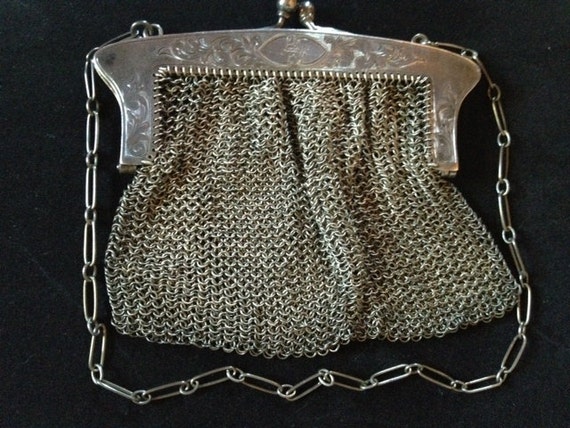 Antique Sterling Silver Chain Mail Victorian Purse