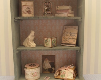 Gaël Miniature shabby chic Furniture - cabinet for French dollhouse in 1:12 scale
