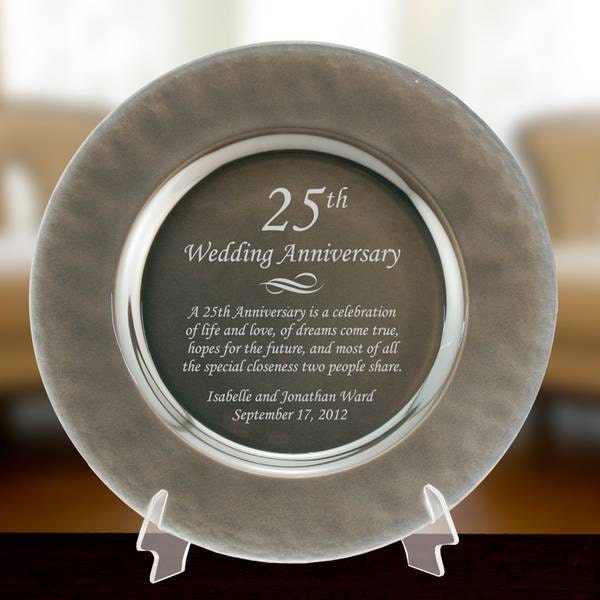 Engraved 25th Silver Wedding Anniversary Glass Plate