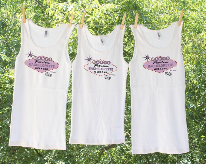 Las Vegas Themed Bachelorette Weekend Tanks with date - Set of 4
