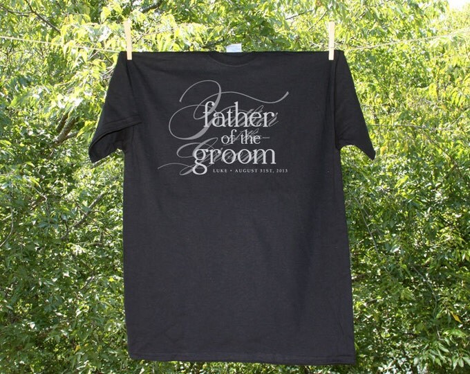 3 shirts : Script Bridal Groom, Best Man and Groomsman Shirts personalized with date