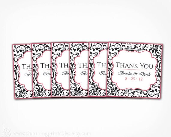 Damask Gift Tags - Custom Colors - PRINTABLE PDF File - Damask Thank You Favor Tags Labels - Weddings, Bridal Showers, Birthday Party Il_570xn