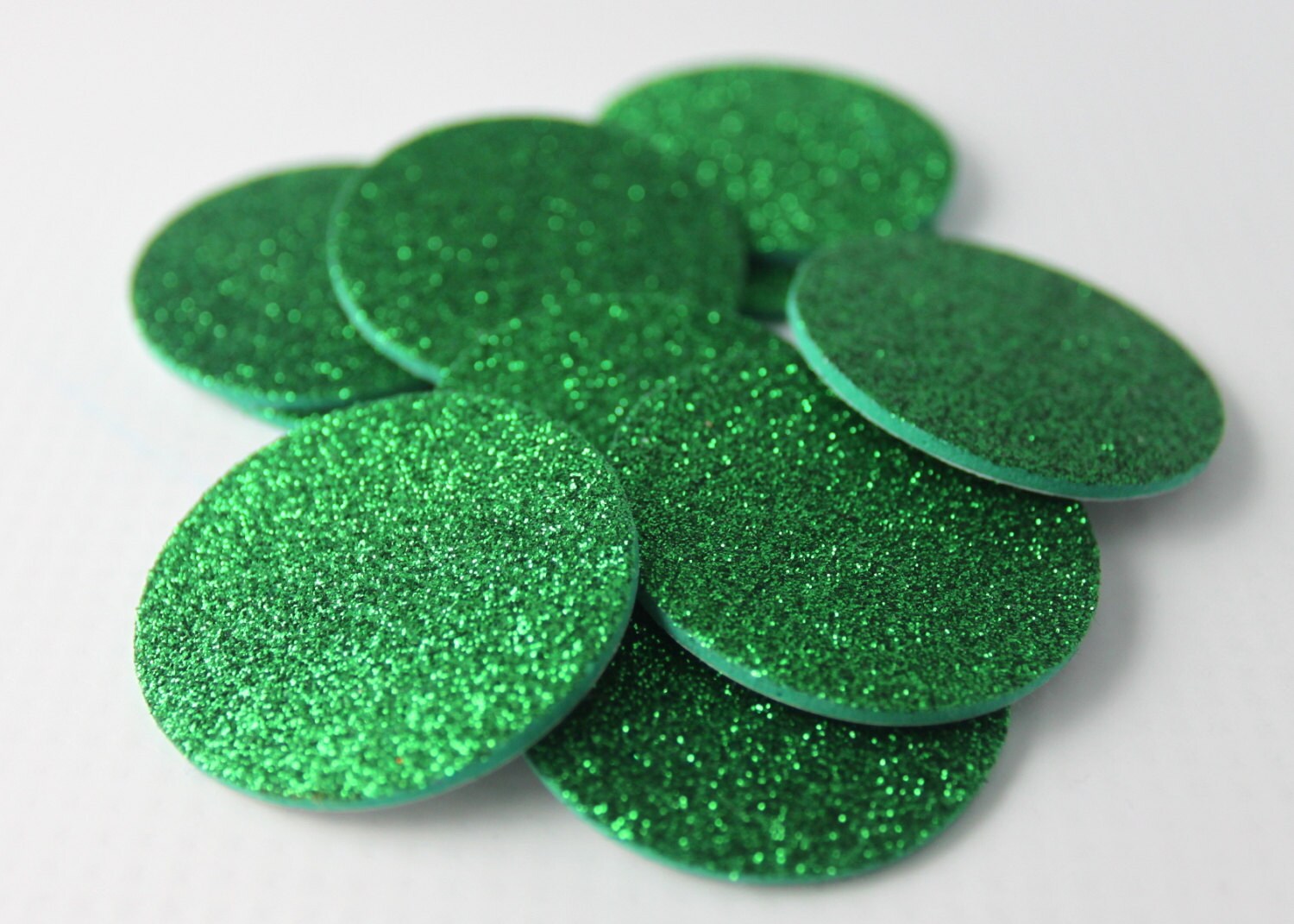 35 pcs Green Glitter Foam Circle Stickers