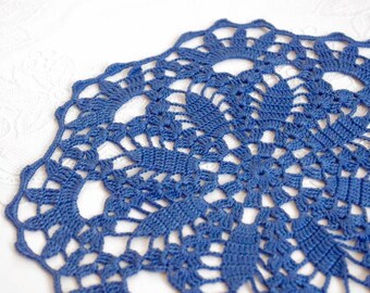 SALE 20% OFF: Crochet doily Blue round lace doily Handmade cotton centerpiece crochet doilies Table decoration