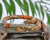 African adventure - Bead Crochet Necklace Yellow  Orange  Green  Brown  Blue  White  Beadwork  Tribal  Folk  Multicolors  Made to order