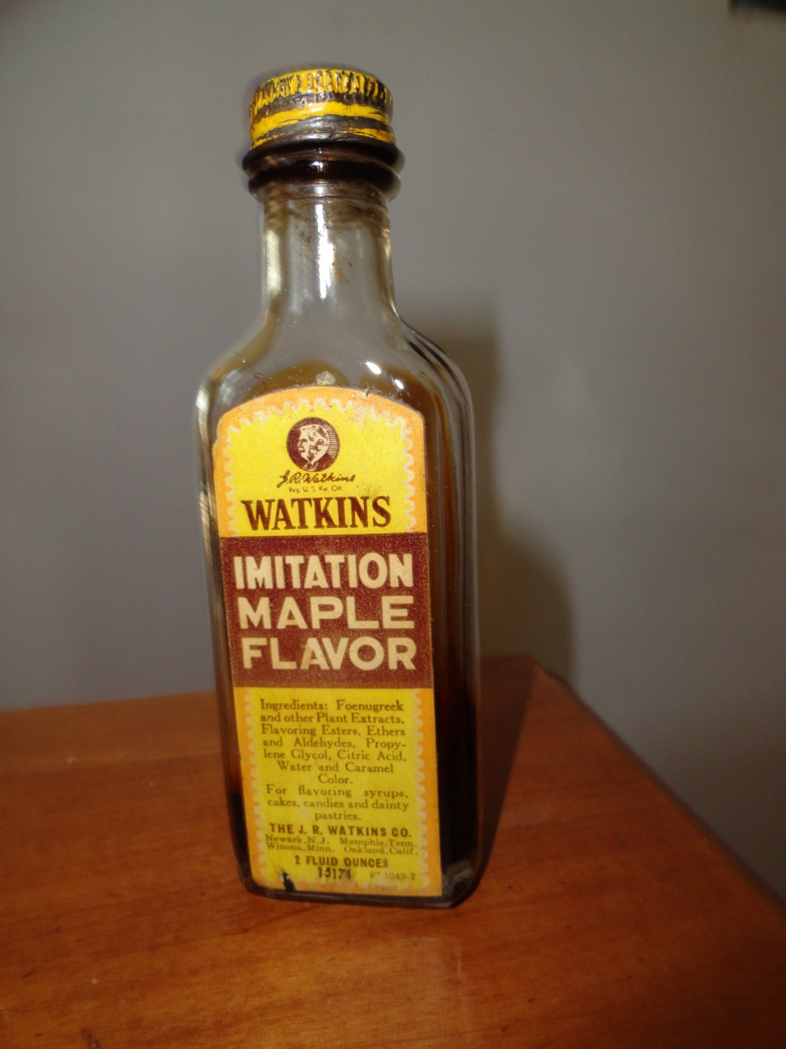 Vintage Watkins Maple Flavor 2 oz. Bottle