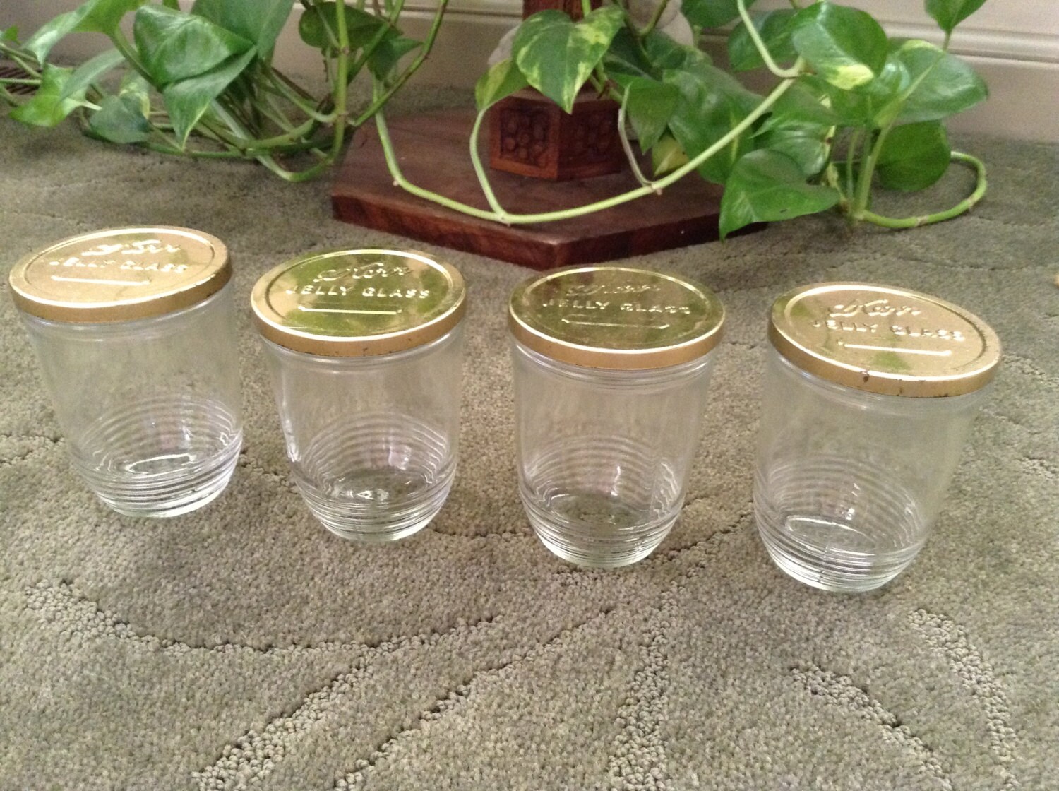 Vintage Set Kerr Jelly Jars with Lids 1950s