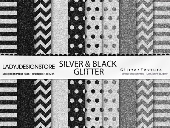 Download Silver & Black Glitter Digital Papers 10 Glitter Textures