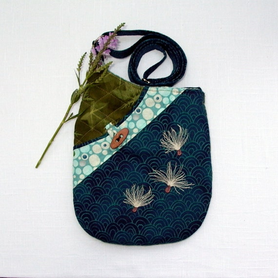 Small Shoulder Bag Quilted Fabric Purse with by seablossomdesign