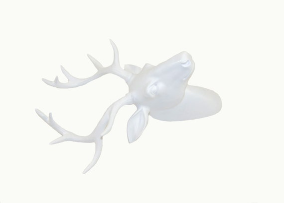 large white resin deer head