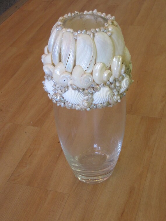 Beach Decor Glass Shell & Seaglass Vase Seaglass by LiveCoastal